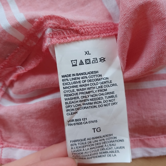 {Nautica} Men's Coral Striped Short Sleeve Button Down - Picture 4 of 6